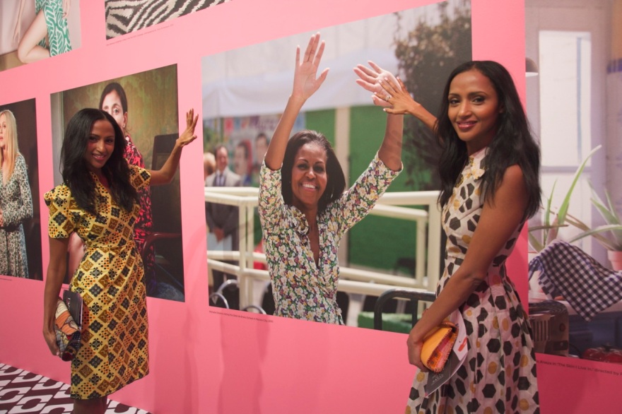 Feven (left) and Helena (right), giving FLOTUS a high five!