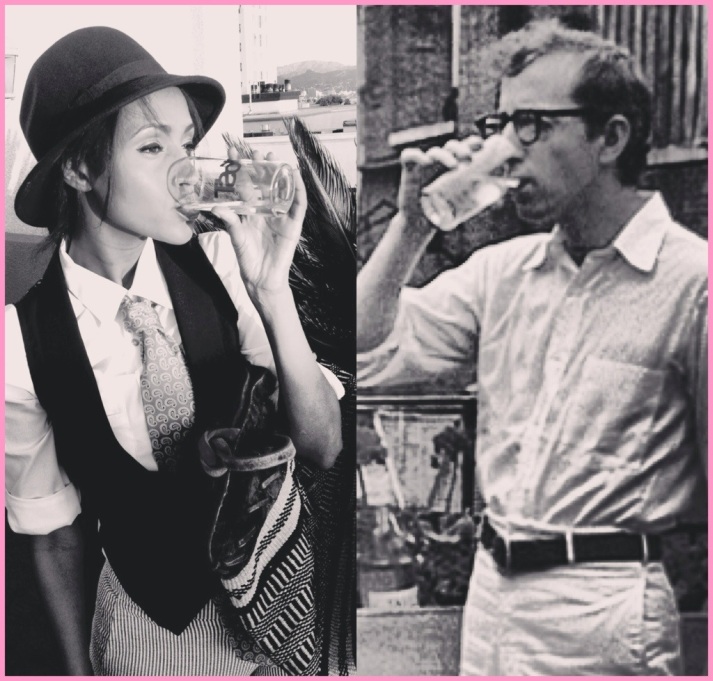 Annie (Helena) and Alvy (Woody Allen) having drinks...he's a bit nervous.